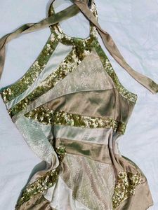 ✨Shimmering Halter Neck Patchwork Top