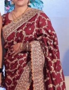 Elegant Maroon Embroidered Saree
