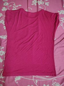 Fuchsia Pink Feather Graphic T-Shirt