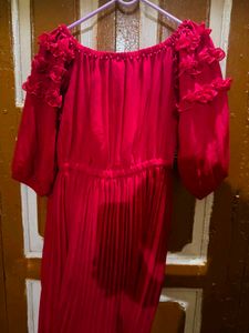 Charming Red Ruffle Dress