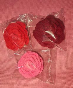 3 handmade crochet Roses