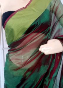 New Dual Tone Sheer Saree With Running Blouse Pc
