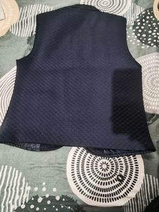 Boys Navy Quilted Nehru Jacket Vest