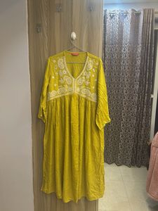 Yellow Embroidered Kurta Dress