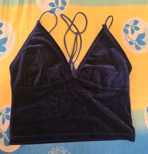 Blue Velvet Crop Top