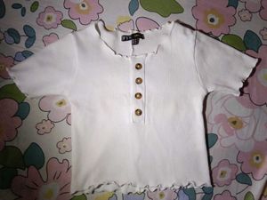 Ribbed Button-Up Crop Top