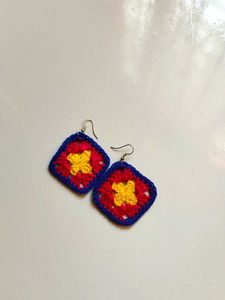 Handmade Crochet Granny Square Earrings