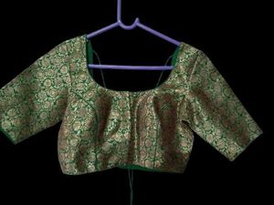 Elegant Green Brocade Blouse