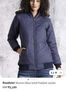 Roadster Blue Padded Jacket L