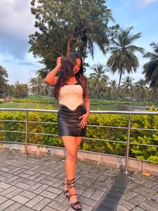 Chic Faux Leather Mini Skirt waist 26inches