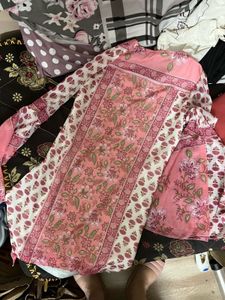 Bebo Pink Floral Print Kurta