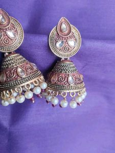 Elegant Jhumka Earrings with Pearls