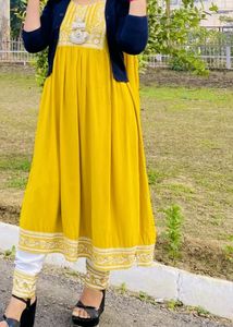 Khushal Women Yellow Ethnic Motifs Empire Kurta With Trouser &amp; With Dupatta