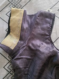 Elegant Grey Saree with Gold Border