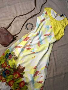 Chic Yellow Floral Maxi Asymmetrical Dress