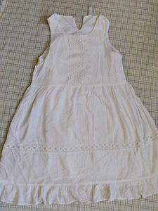 White Lace Detail A-Line Dress