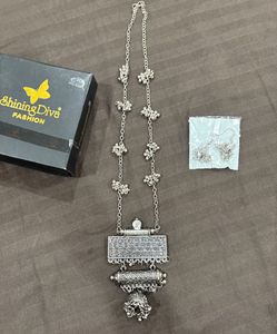 Oxidised Silver Necklace with Earrings