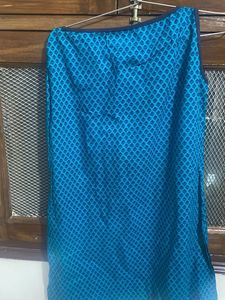 Blue Printed Sleeveless Kurta