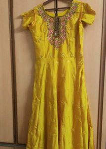 Beautiful Yellow Embroidered Ethnic Gown