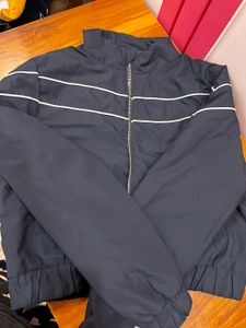 Navy Striped Bomber Jacket