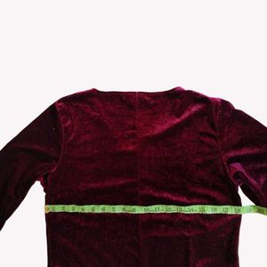 Maroon Velvet Midi Dress