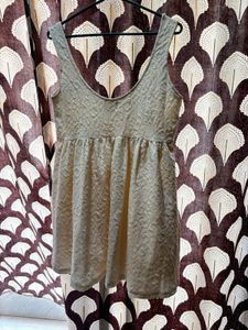 Cream Textured Mini Dress