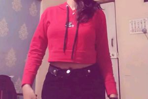 Red Cropped Hoodie