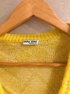 Vibrant Yellow Argyle Cardigan