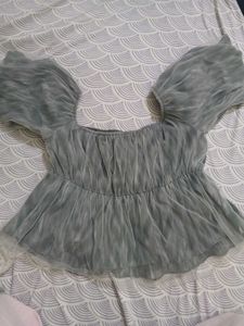 Grey Puff Sleeve Top
