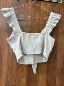 savana Ribbed Tie-Front Crop Top