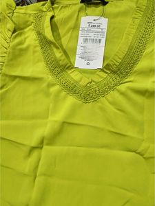Shein Neon Yellow Ruffle Sleeve Top