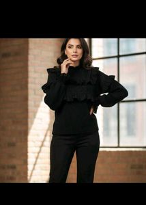 ZARA Black Ruffle Top