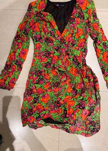Vibrant Floral Print Mini Dress