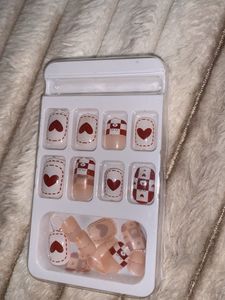 Cute Bear Heart Press-On Nails