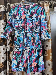 Vibrant Abstract Print Midi Dress Vintage style