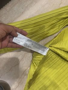 Lime Green Pleated Button-Up Shirt