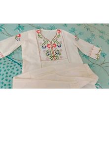 Embroidered White Kurta Set