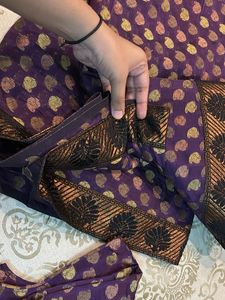 purple banarsi saree festive wear