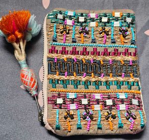 Boho Beaded Embroidered Pouch