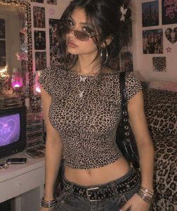 Y2k Vintage Sexy Leopard Print Backless Top