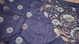 Elegant Navy Blue Saree with Floral Print