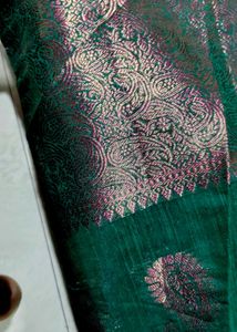 new turquoise green linen Chanderi saree