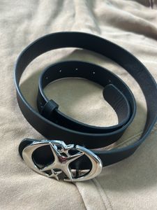 Stylish Black Belt with Silver Buckle