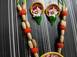 NEW HANDMADE Terracotta Necklace &amp; Earring Set