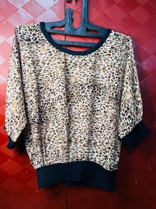 Leopard Print Dolman Sleeve Top