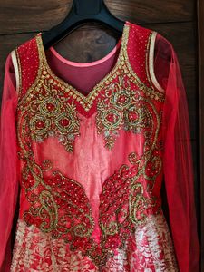 Stunning Pink &amp; Gold Embellished Party Wear Gown