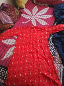 Vibrant Red Printed Kurta