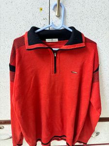Men's Red Zip-Up Sweater