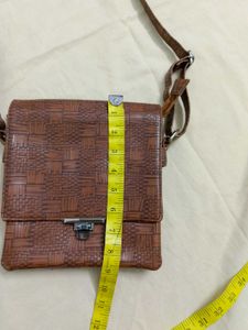 Brown Textured Crossbody Bag