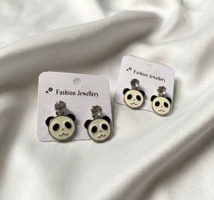 2 Pair Korean Panda Earrings with Crystals
